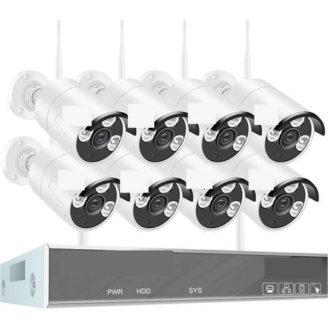 Système de caméra de sécurité à domicile H.265 système de vidéosurveillance sans fil 8CH 1080P NVR 2MP extérieur étanche Wifi IP caméra de sécurité Audio vidéo Kit de Surveillance ( Size : None , Colo (1/5)
