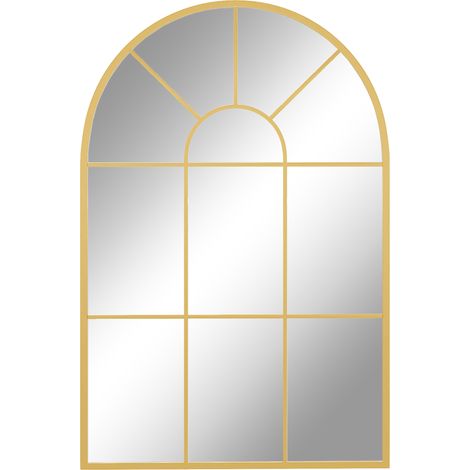 Specchio da parete decorativo 91 x 60 cm con cornice in metallo oro per soggiorno e camera da letto (1/5)