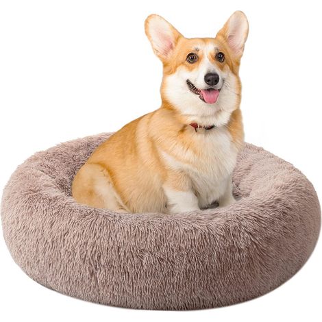 Panier Rond pour Chien et Chat en Peluche, Panier Rond Chien Coussin, Chat Panier Donut, Lit Chaud Nid Pillow Confortable pour Dormir en Hive (70cm, Brun)