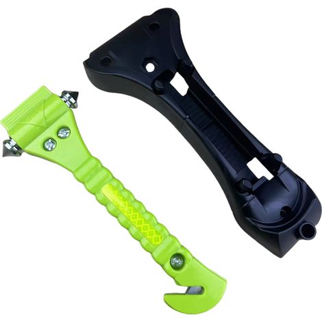 Martillo de seguridad para automóviles, rompeventanas, apto para piezas de automóviles, con tira reflectante (verde, 1 unidad) (1/5)