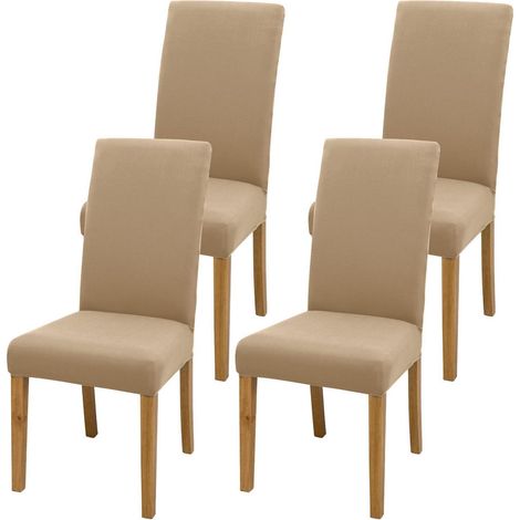Stuhlbezüge 4er Set Khaki, weich & dehnbar, waschbar, für Esszimmer & Küche (1/5)