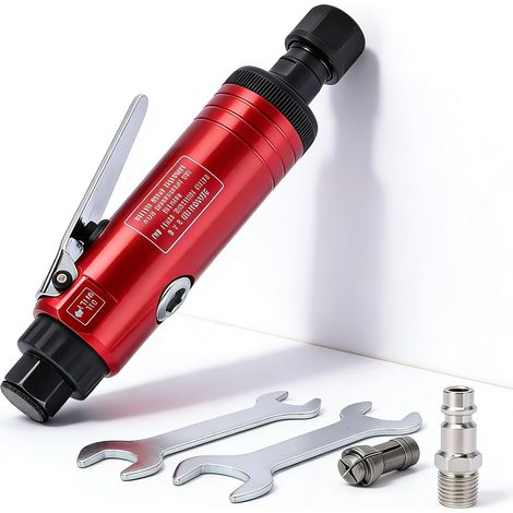 Meuleuse Droite Pneumatique, 25000 Tr/Min Mini Meuleuse à Air Comprimé Avec Pinces Serrage 1/4" (6mm) Et 1/8" (3mm), Outil Rotatif à Air Comprimé Ponceuse Polisseuse Pour PonçAge, Polissage,éBavurage (1/5)