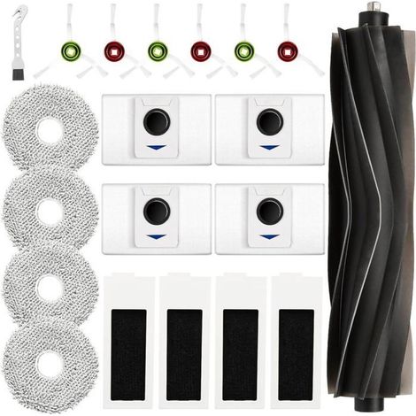 Lot de 20 accessoires pour robot aspirateur Ecovacs Deebot T20 Omni / T20e Omni,1 brosse principale en caoutchouc,4 sacs à (1/5)