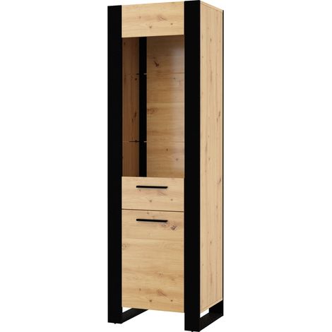 Vitrina 1 puerta Nouka Madera y Negro (1/6)