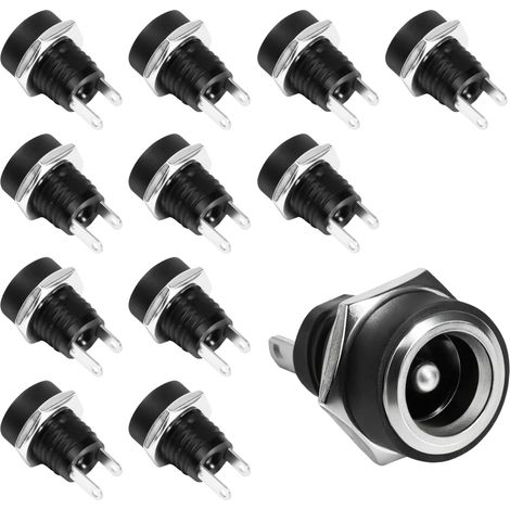 12 Pièces Connecteur DC 5.5x2.1Mm Femelle À Souder Prise Alimentation DC Connecteur Jack 5.5 2.1 Métal Pour Réparation Électronique LED CCTV Adaptateur DC Power Jack (1/5)