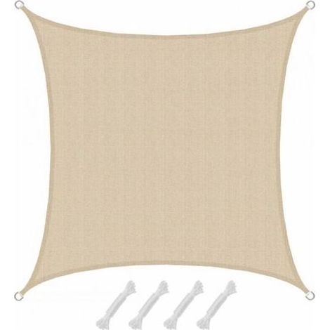 UV Shade Sail 2x2m HDPE Square Sun Protection Garden Canvas Beige (1/3)