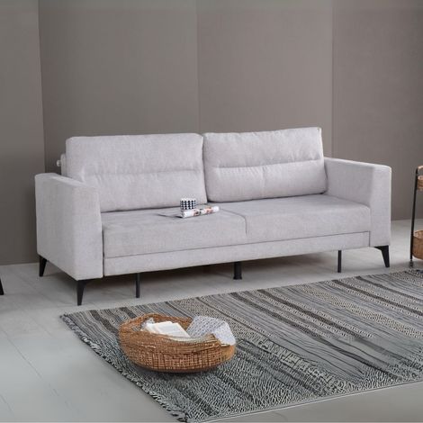 Schlafsofa Derry 3-Sitzer in hellgrauem Stoff