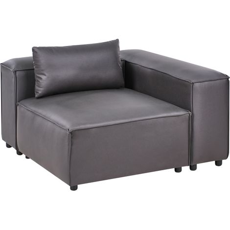 Módulo esquinero moderno minimalista asiento 1 plaza de sofá tapizado de piel sintética negra Brande (1/5)