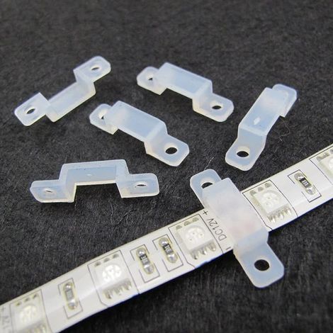 Clip de bandes LED connecteur 8 10 12 mm Clip de support en silicone pour la fixation 3528 5050 1210 RGB LED Strip Light 100 pièces Fixation étanche (1/4)