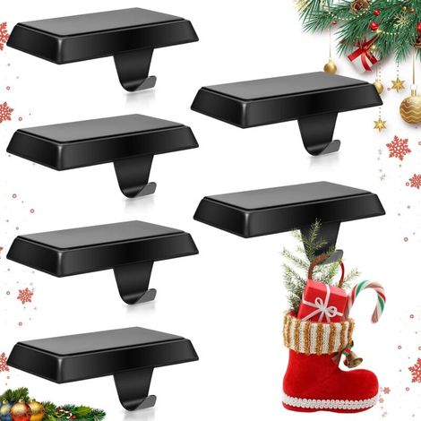 Lot de 6 supports de chaussettes de Noël en métal pour manteau de cheminée, cintres de chaussettes robustes, crochets de chaussettes, décorations de Noël pour comptoirs, tables, fenêtres, cheminées, d (1/5)