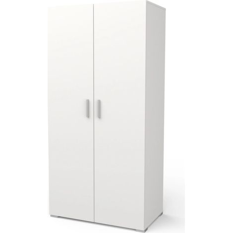 armadio 2 ante battenti "izzy" bianco opaco 90,3x51,7x185,7 cm
