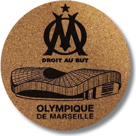 Lot de 10 Dessous de Verres - Olympique de Marseille - Liège Naturel - 9 cm - Écologique (1/5)