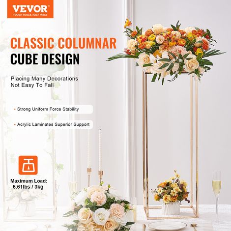 10PCS Support de Fleurs de Mariage 80 cm Porte-fleurs Métal Doré Centre de Table Mariage Vase Géométrique Stratifié Acrylique Présentoir Floral pour Réception Événement Décoration de Fête Maison (1/5)