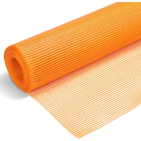 TolleTour Armature, fibre de verre, treillis de renforcement, liaison, dalle, mur, fissures, batiment, etancheite - 50 m² (1 m x 50 m) Orange