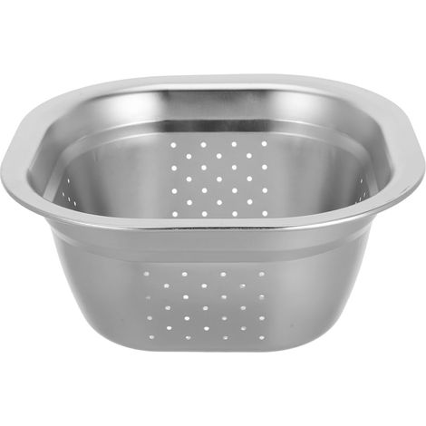 Passoire Inox Cuisine Carrée 21Cm Bassin Lavage Légumes Fruits Grande Capacité Drainage Rapide (1/5)