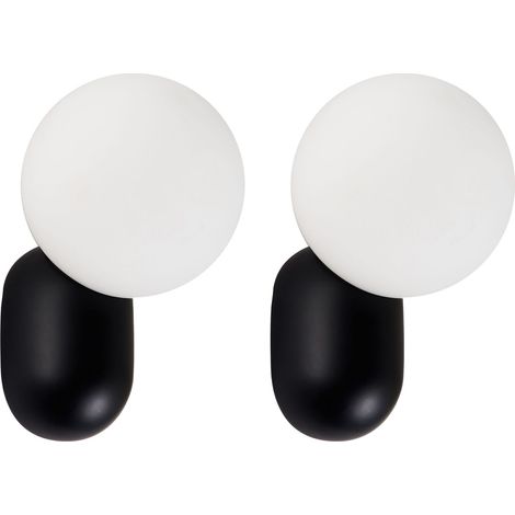 Set of 2 Wall Lamps HELME Black (1/5)