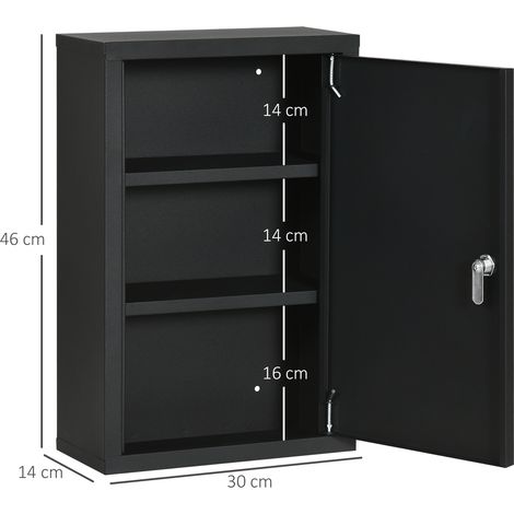 Construction en acier, 3 étagères, verrouillable, dimensions : 30 x 14 x 46 cm, noir. (1/5)