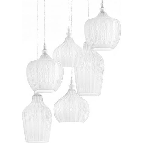 Lampadario moderno gea luce cleofe s6 e27 led vetro bianco lampada sospensione
