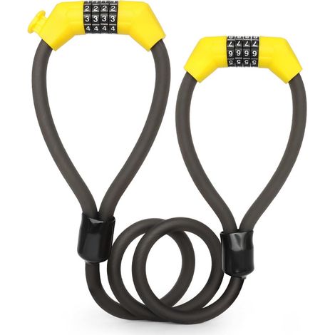 Verrou pour Vélo Électrique, Antivol Pour Moto, Verrou pour Trottinette Électrique, Serrure à Double Code avec Code à 4 Chiffres, Câble en Acier de 105 cm / 12 mm, Étanche et Antivol