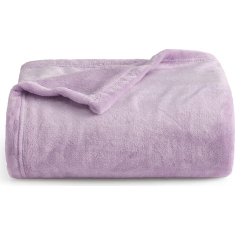 Jeté de canapé en polaire corail en flanelle - Couverture polyvalente, douce et moelleuse, pour lit et canapé, 1 place/2 places, violet clair, 150 x 200 cm [NX] (1/5)