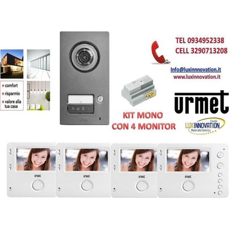 Kit Videocitofono con 4 Monitor vivavoce urmet 1722