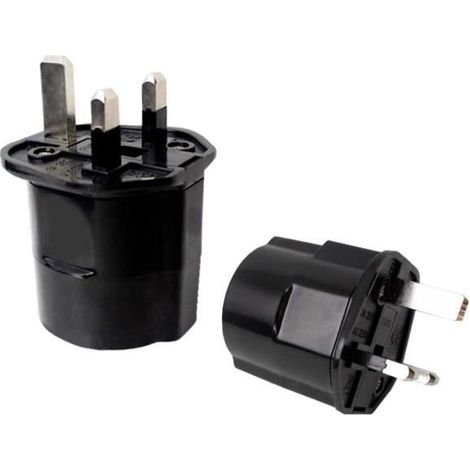 Adaptateur de Prise EU vers UK, Convertisseur 2 broches vers 3 broches, type C,E et F vers Type G, Noir (1/4)