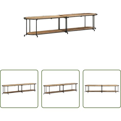 Rangement salon -  Meuble TV 200x42x40 cm bois massif de manguier brut (1/5)