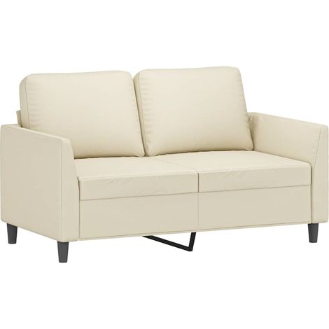Canapé  Sofa à 2 places Crème 120 cm Similicuir