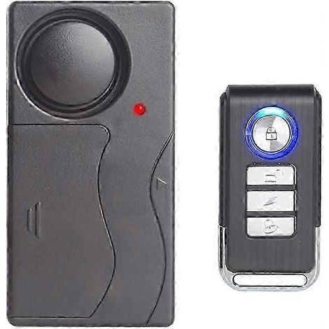 Alarma inalámbrica por vibración, antirrobo para bicicletas, motocicletas, automóviles, vehículos, puertas y ventanas, sonido de 110 dB (control remoto incluido). (1/4)