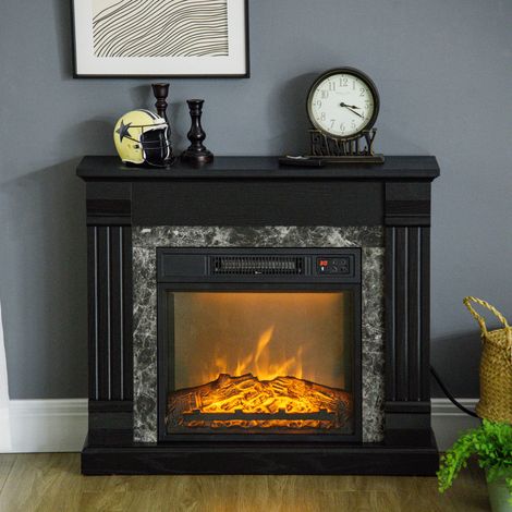 Chimenea eléctrica con marco, efecto de llama realista, 3 niveles de brillo ajustables, estufa silenciosa, 1800 W. Chimenea eléctrica con mando a distancia, termostato, temporizador, calefacción regul (1/5)
