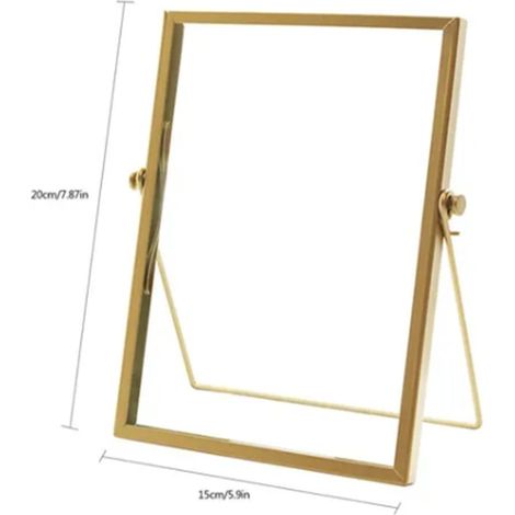 Cadre photo transparent en verre avec support en fer, à poser sur une table, pour fleurs séchées, décoration intérieure, 15 cm (6 pouces). (1/5)