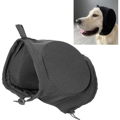 Cache-oreilles pour animaux - Cache-oreilles pour chien - Protection auditive pour chiens - Cache-oreilles antibruit pour chiens - Noir - Taille S - 29 cm (1/5)