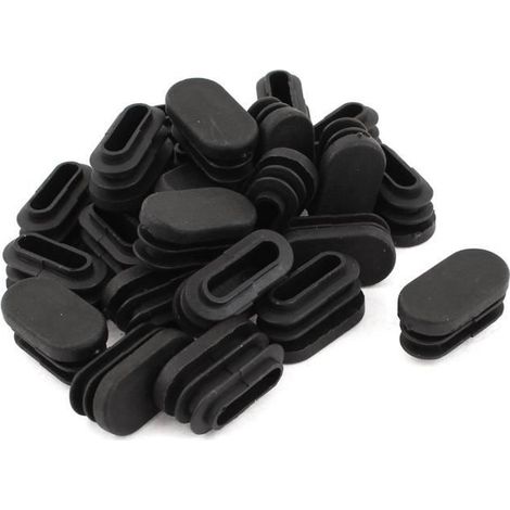 15mm x 30mm Embout en plastique ovale en forme de tube Insert Noir 24 pcs (1/3)