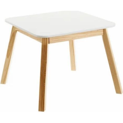 Table pour enfants coloris blanc/naturel - Longueur 55 x Profondeur 55 x Hauteur 45 cm (1/4)