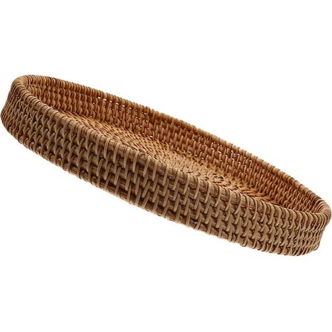 Plateau rond en rotin tressé à la main, 30 cm, marron clair, récipient multifonctionnel pour