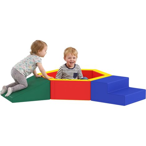 Parcours motricité bébé mousse EPE avec piscine à balles, module motricité bébé PU multicolore, jeu d'éveil et développement sensoriel pour tout-petits (1/5)