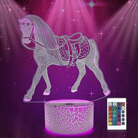 Veilleuse cheval Justup, lampe illusion 3D en forme d'animal, 16 couleurs changeantes avec télécommande, décoration pour chambre d'enfant, cadeau d'anniversaire ou de Noël pour garçons et filles (1/5)