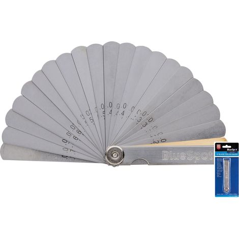 BlueSpot 32 Blade Leaf Feeler Gauge Metric Imperial Includes Brass Blade (1/3)
