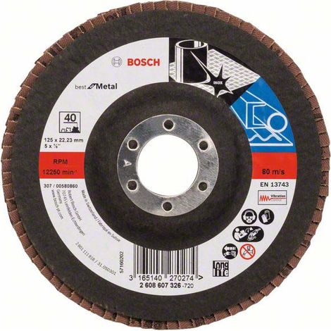 Bosch Fächerschleifscheibe X571 Best for Metal gerade 125 mm 40 Glasgewebe 10 Stk