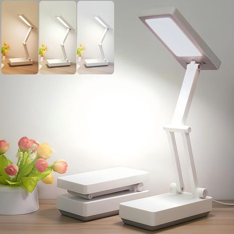 Lampe de Bureau, Lampe de Table sans Fil avec 3 Niveaux de Luminosité,Portable &Pliable, Chevet Tactile LED pour Enfants étude, Travail, Bureau (1/5)