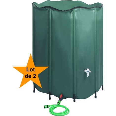 Lot de 2 Cuves, Réservoirs Récupérateurs d'eau de pluie pliable 1350 L à Eau