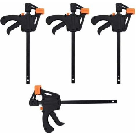 4 Pcs Joint Clamp,4 in Ratcheting Bar Clamp, Hand Quick Release Ratchet,Heavy Duty Alloy Clamp for Quick and Easy Tightening Applications DIY Carpentry Tool Kit (1/4)