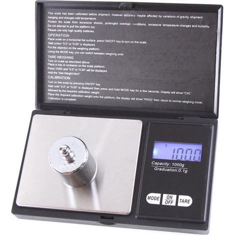 Digitale Küchenwaage mit hintergrundbeleuchtetem LCD-Display, 0,1 g Genauigkeit bis 1000 g, für Lebensmittel und Schmuck (1/5)