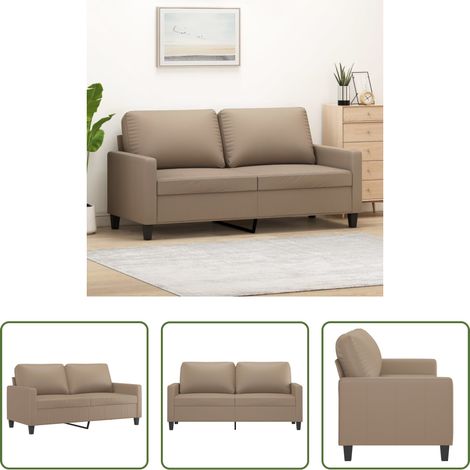 vidaXL Sofá de 2 plazas de cuero sintético color capuchino 140 cm (1/5)