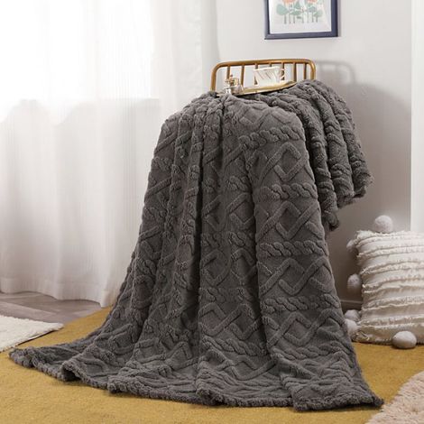Couverture - Flanelle Polaire - Pour Canapé Lit Chambre À Coucher - 70 x 100 cm - Gris - 1 Pièce (1/2)
