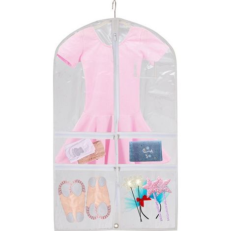 Bolsa antipolvo de PVC extragrande y gruesa para ropa infantil, ideal para guardar faldas de baile de niñas (blanca). (1/5)