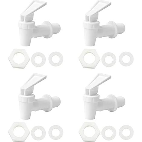 Lot de 4 distributeurs de boissons en plastique - Robinet de rechange pour distributeur d'eau - Convient pour boissons froides et chaudes, fût de bière, verre, café, jus, fontaine à boire, noir et (1/4)