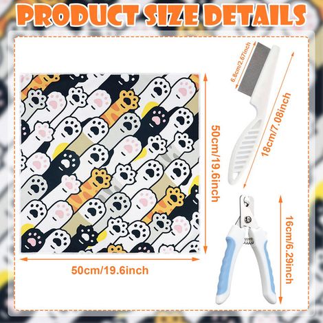 Tapis de contention pour chat avec peigne et coupe-griffes - Aide au toilettage et soins