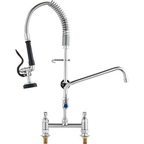 Cuisine Pro et Restaurant Lavage Rapide Robinet Mitigeur Laiton Double Sortie avec Douchette Haut 660mm Bec 305mm (1/5)