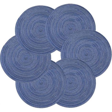 Ecleanfy - Un ensemble de 6 sets de table ronds, lavables et antidérapants, adaptés aux tables de cuisine et aux salles à manger (38 cm).